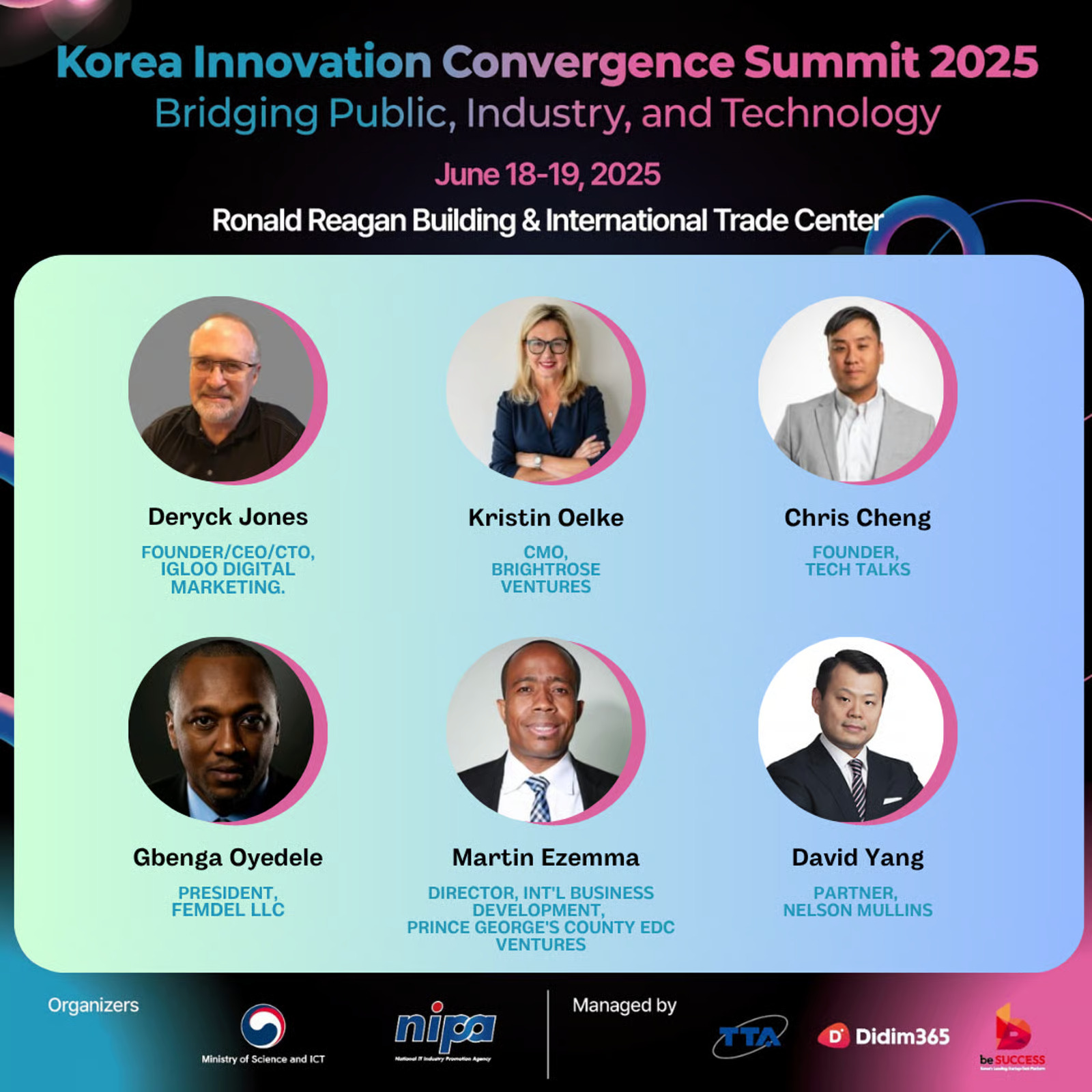 Korea Innovation Convergence Summit 2025 featuring Korean SaaS, U.S. market entry, digital transformation, public sector innovation, and partnerships.