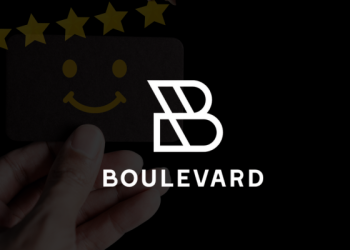Boulevard CEO Matt Danna celebrates $80M Series D funding with team at Los Angeles HQ, marking a milestone in AI-driven self-care technology.