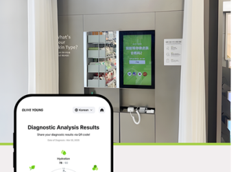AI skin diagnostics powering Olive Young SKIN SCAN by ChoiceTech Korea with ChoiceDx, showcasing beauty retail technology via a skin analysis app.